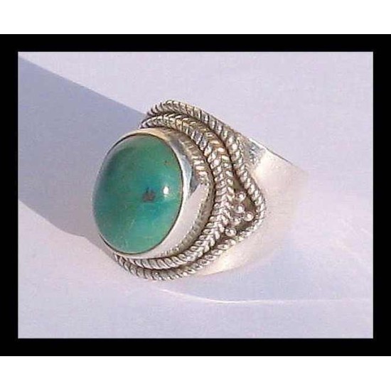 Turquoise - Bague indienne argent Turquoise - Bijoux Inde (BG-TU-20-1) Turquoise - Bague indienne argent Turquoise - Bijoux Inde,Bagues hommes avec Pierre