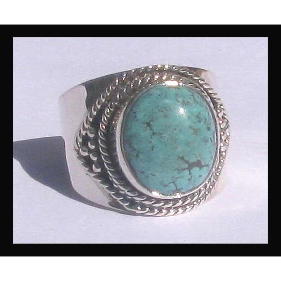 Turquoise - Bague indienne argent Turquoise - Bijoux Inde,Bagues hommes avec Pierre