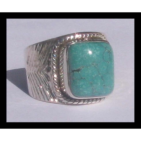 Turquoise - Bague indienne argent Turquoise - Bijoux Inde,Bagues hommes avec Pierre