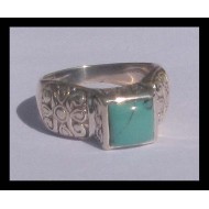 Turquoise - Bague indienne argent Turquoise - Bijoux Inde