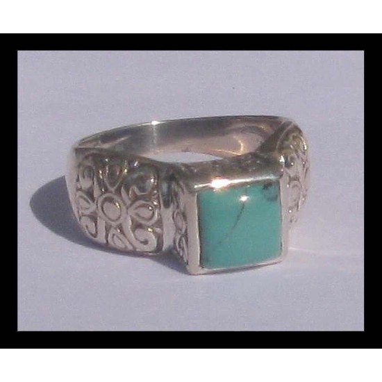 Turquoise - Bague indienne argent Turquoise - Bijoux Inde,Bagues indiennes