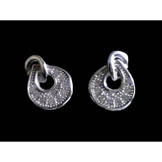 Bijoux indiens - Boucles d oreilles indiennes rhodiées zirconiums,Boucles d oreilles rhodiées