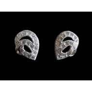 Indian jewels - Indian rhodium silver and zirconium earrings