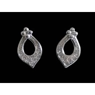 Indian jewels - Indian rhodium silver and zirconium earrings