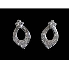 Bijoux indiens - Boucles d'oreilles indiennes argent rhodié et zirconiums Bijoux indiens - Boucles d'oreilles indiennes argent rhodié et zirconiums