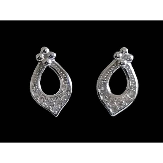 Bijoux indiens - Boucles d oreilles indiennes rhodiées zirconiums,Boucles d oreilles rhodiées