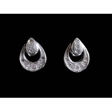 Bijoux indiens - Boucles d'oreilles indiennes argent rhodié et zirconiums Bijoux indiens - Boucles d'oreilles indiennes argent rhodié et zirconiums