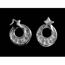 Bijoux indiens - Boucles d'oreilles indiennes argent rhodié et zirconiums Bijoux indiens - Boucles d'oreilles indiennes argent rhodié et zirconiums