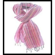 Stole striped in cotton and viscose - Indian stole Stole striped in cotton and viscose - Indian stole