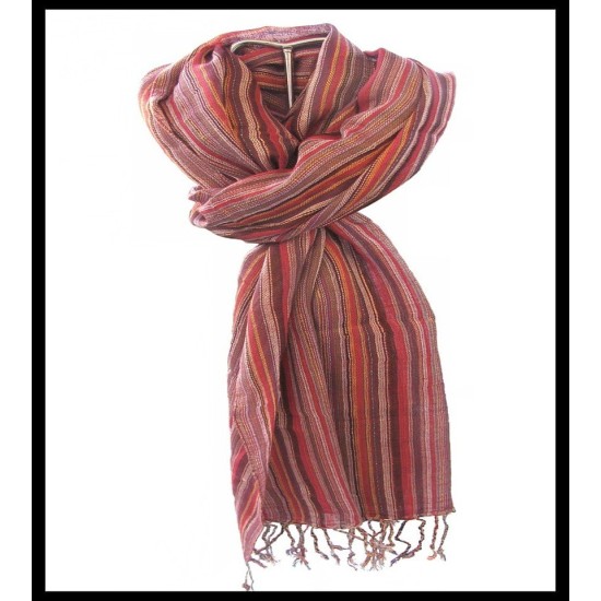 Stole striped in cotton and viscose - Indian stole,Coton-Viscose stoles