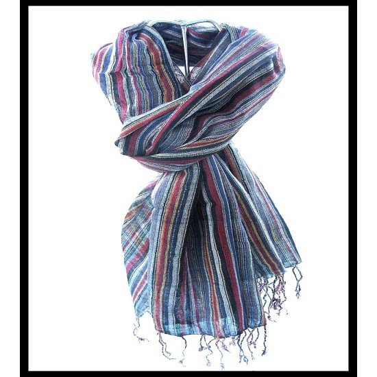 Stole striped in cotton and viscose - Indian stole,Coton-Viscose stoles