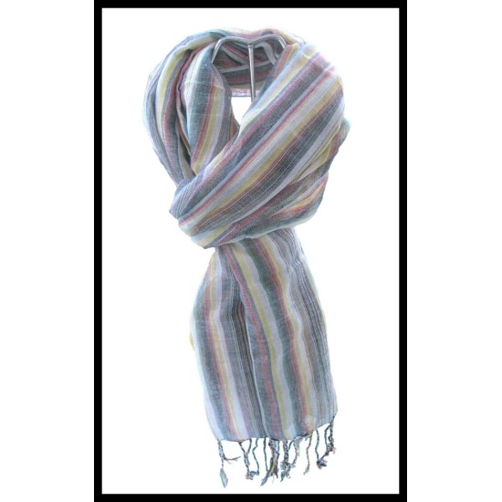 Stole striped in cotton and viscose - Indian stole,Coton-Viscose stoles