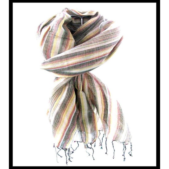 Stole striped in cotton and viscose - Indian stole,Coton-Viscose stoles