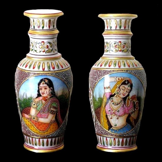 Vase indien - Vase en Marbre indien - Décoration indienne,Vases en hauteur indiens