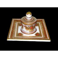 Artisanat indien - Boîte + Assiette en marbre