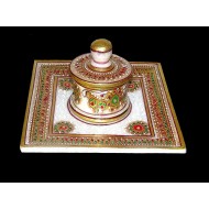 Artisanat indien - Boîte + Assiette en marbre