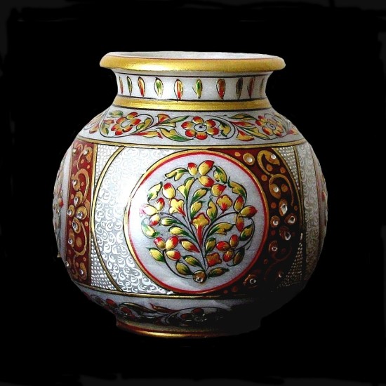 Vase indien en marbre - Vase Boule - Décoration indienne,Vases forme boule indiens