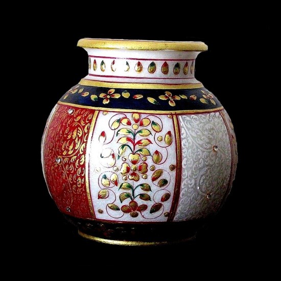 Vase indien en marbre - Vase Boule - Décoration indienne,Vases forme boule indiens