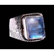 Bague indienne argent et Pierre de Lune - Bijoux indiens