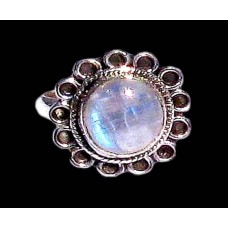 Bague indienne argent et Pierre de Lune - Bijoux indiens Bague indienne argent et Pierre de Lune - Bijoux indiens