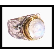 Bague indienne argent et Pierre de Lune - Bijoux indiens