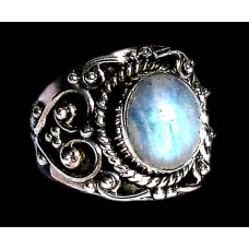 Bague indienne argent et Pierre de Lune - Bijoux indiens Bague indienne argent et Pierre de Lune - Bijoux indiens