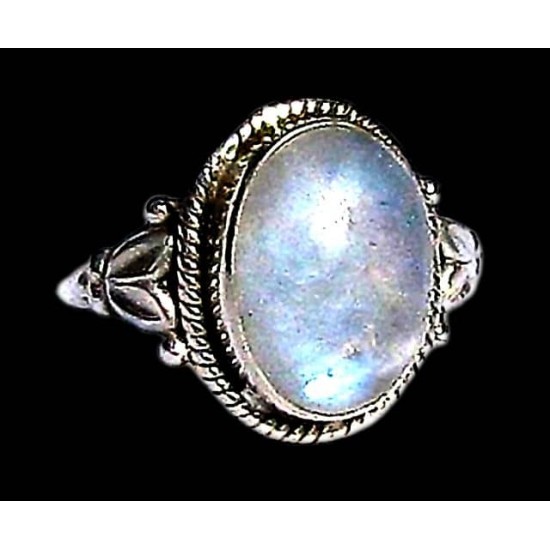Bague indienne argent et Pierre de Lune - Bijoux indiens (BG-PL-384P) Bague indienne argent et Pierre de Lune - Bijoux indiens,Bagues indiennes
