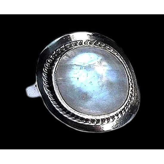 Bague indienne argent et Pierre de Lune - Bijoux indiens,Bagues indiennes