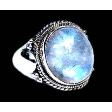 Bague indienne argent et Pierre de Lune - Bijoux indiens Bague indienne argent et Pierre de Lune - Bijoux indiens