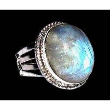 Bague indienne argent et Pierre de Lune - Bijoux indiens Bague indienne argent et Pierre de Lune - Bijoux indiens