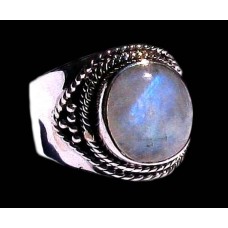 Bague indienne argent et Pierre de Lune - Bijoux indiens Bague indienne argent et Pierre de Lune - Bijoux indiens