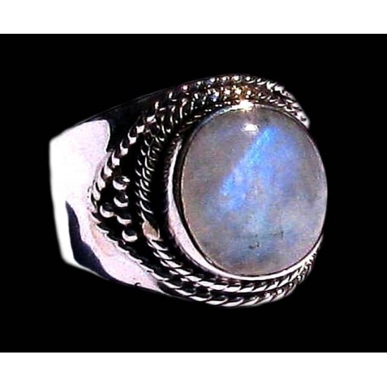 Bague indienne argent et Pierre de Lune - Bijoux indiens,Bagues hommes avec Pierre