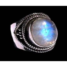 Bague indienne argent et Pierre de Lune - Bijoux indiens Bague indienne argent et Pierre de Lune - Bijoux indiens