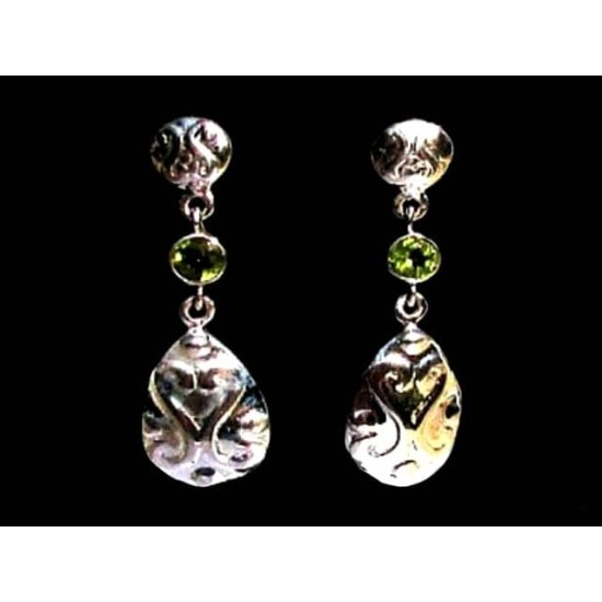 Indian silver jewellery - Earrings Peridot Indian,Indian Earrings