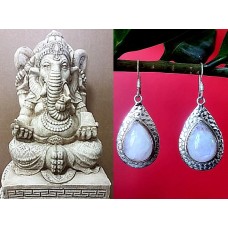 Boucles d'Oreilles indiennes Pierre de Lune - Bijoux Inde Boucles d'Oreilles indiennes Pierre de Lune - Bijoux Inde