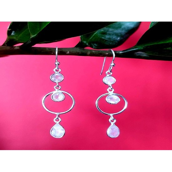 Boucles d Oreilles indiennes Pierre de Lune - Bijoux Inde,Boucles d Oreilles indiennes