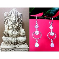 Boucles d'Oreilles indiennes Pierre de Lune - Bijoux Inde Boucles d'Oreilles indiennes Pierre de Lune - Bijoux Inde