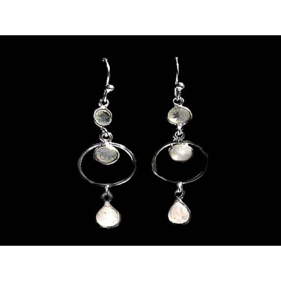 Boucles d Oreilles indiennes Pierre de Lune - Bijoux Inde,Boucles d Oreilles indiennes