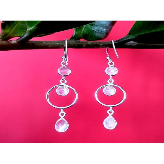 Boucles d Oreilles indiennes Pierre de Lune - Bijoux Inde,Boucles d Oreilles indiennes