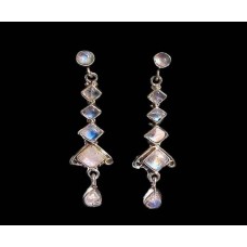 Boucles d'Oreilles indiennes Pierre de Lune - Bijoux Inde Boucles d'Oreilles indiennes Pierre de Lune - Bijoux Inde