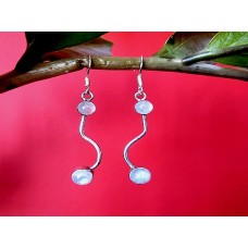 Boucles d'Oreilles indiennes Pierre de Lune - Bijoux Inde Boucles d'Oreilles indiennes Pierre de Lune - Bijoux Inde