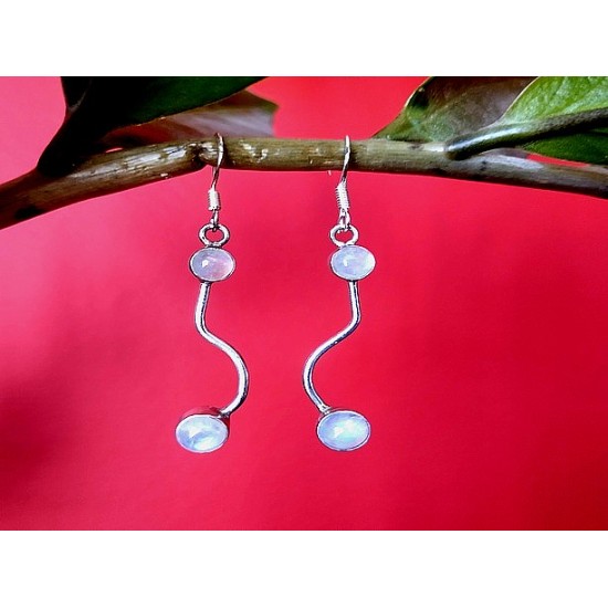 Boucles d Oreilles indiennes Pierre de Lune - Bijoux Inde,Boucles d Oreilles indiennes