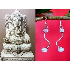 Boucles d'Oreilles indiennes Pierre de Lune - Bijoux Inde Boucles d'Oreilles indiennes Pierre de Lune - Bijoux Inde