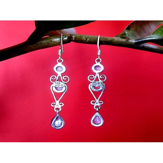 Boucles d Oreilles indiennes Pierre de Lune - Bijoux Inde