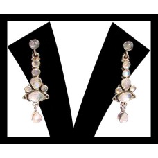 Boucles d'Oreilles indiennes Pierre de Lune - Bijoux Inde Boucles d'Oreilles indiennes Pierre de Lune - Bijoux Inde