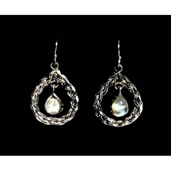 Boucles d Oreilles indiennes Pierre de Lune - Bijoux Inde,Boucles d Oreilles indiennes