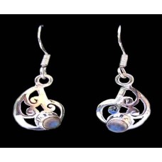 Boucles d'Oreilles indiennes Pierre de Lune - Bijoux Inde Boucles d'Oreilles indiennes Pierre de Lune - Bijoux Inde