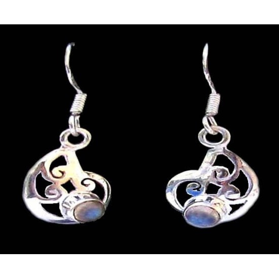 Boucles d Oreilles indiennes Pierre de Lune - Bijoux Inde,Boucles d Oreilles indiennes