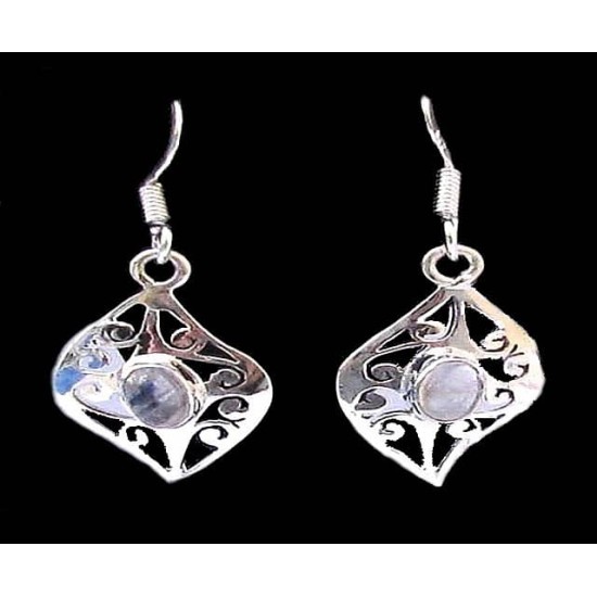 Boucles d Oreilles indiennes Pierre de Lune - Bijoux Inde,Boucles d Oreilles indiennes