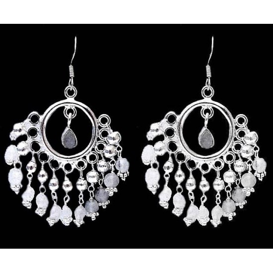 Boucles d Oreilles indiennes Pierre de Lune - Bijoux Inde,Boucles d Oreilles indiennes